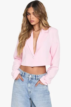 Boohoo Womens Basic Woven Relaxed Fit Crop Blazer - - 8