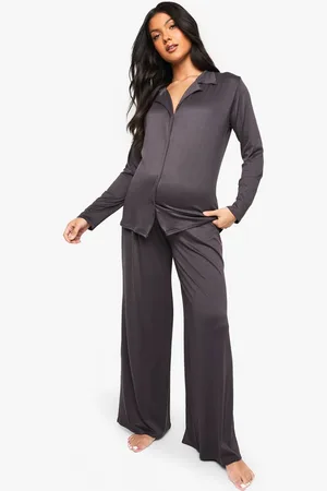 Boohoo Womens Maternity Basic Shirt & Trouser PJ Set - - 16