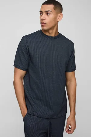 Boohoo Regular Fit Contrast Waffle T-Shirt Set - - M