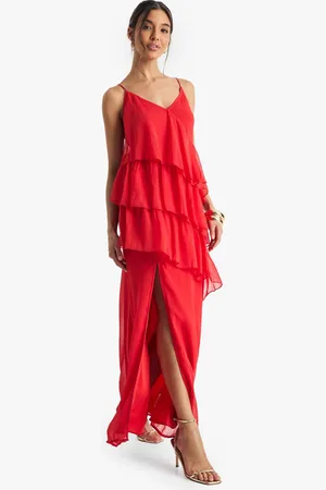 Boohoo Womens Chiffon Ruffle Cross Back Midaxi Dress - - 16