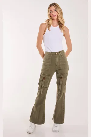 Pink Vanilla Womens High Waist Utility Pocket Flare Jeans - - S