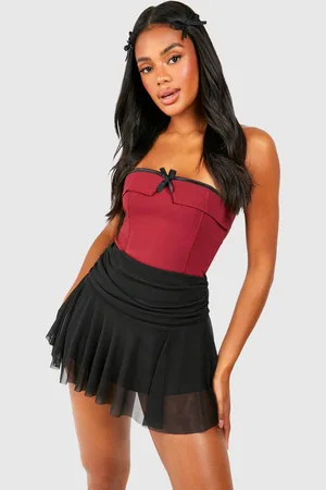 Boohoo Womens Mesh Fold Over Waist Band Mini Skirt - - 8