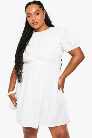 Boohoo Womens Plus Cotton Shirred Skater Dress - - 20