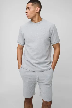 Boohoo Regular Fit Contrast Waffle T-Shirt Set - - XS