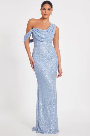 Quiz Womens Sequin Cowl Neck Maxi Dress - 14