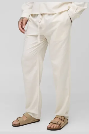 Boohoo Tall Linen Look Elasticated Waist Straight Leg Trousers - - S