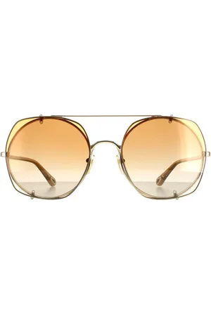 Chloé Womens Aviator Gold Orange Gradient CH0042S - - One Size