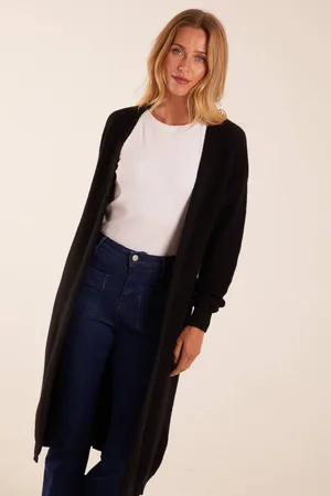 Blue Vanilla Womens Ribbed Throw On Maxi Cardigan - - S/M