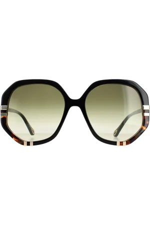 Chloé Womens Square Shiny and Tortoise Green Gradient CH0105S - One Size