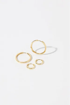 Accessorize Womens Gold-Plated Hoop Earring Set - - One Size