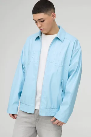 Boohoo Official Oversized PU Embossed Collard Bomber Jacket - - L