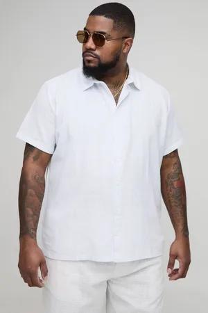 Boohoo Plus Linen Regular Fit Short Sleeve Shirt - - XXL