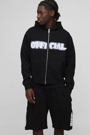 Boohoo Oversized Boxy Official Zip Through Pleated Gusset Short Tracksuit - - L