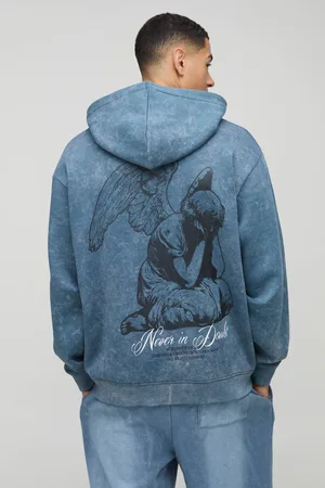 Boohoo Oversized Graphic Washed Zip Through Hoodie - - M