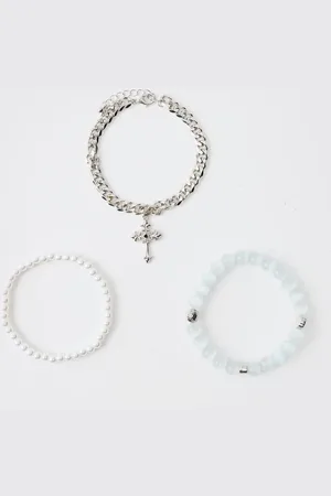Boohoo Pearl Bracelet 3 Pack - - One Size