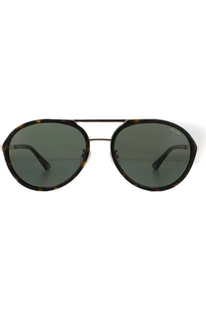 Police Aviator Shiny Rose Gold Green Sunglasses - - One Size