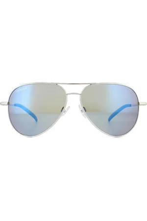 Serengeti Aviator Shiny Silver Mineral Polarized 555nm Blue Sunglasses - - One Size