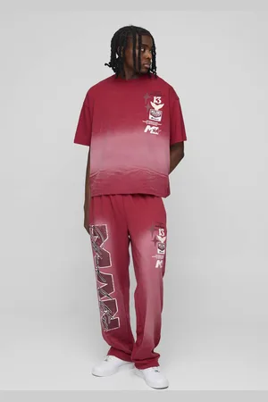 Boohoo Oversized Man Washed T-Shirt & Jogger Long Set - - M