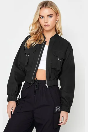 PixieGirl Womens Petite Cropped Bomber Jacket - - 12