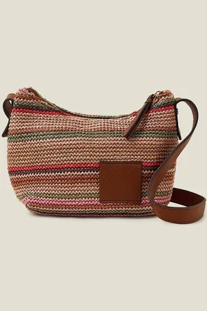 Accessorize Womens Stripe Raffia Cross-Body Bag - - One Size