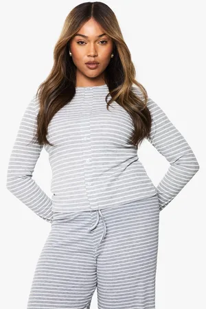Boohoo Womens Plus Stripe Button Front Top - - 20