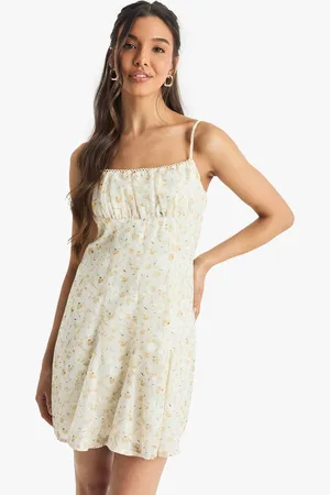 Boohoo Womens Burnout Floral Strappy Godet Hem Mini Dress - - 12