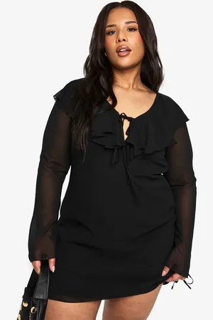 Boohoo Womens Plus Woven Ruffle Shift Dress - - 26
