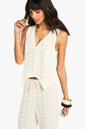 Boohoo Womens Mix and Match Textured Patterned Knitted Waistcoat - - 8