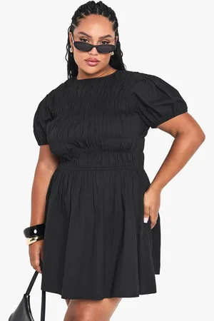 Boohoo Womens Plus Cotton Shirred Skater Dress - - 18