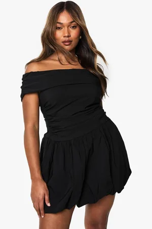 Boohoo Womens Plus Bengaline Ruched Puffball Mini Dress - - 24
