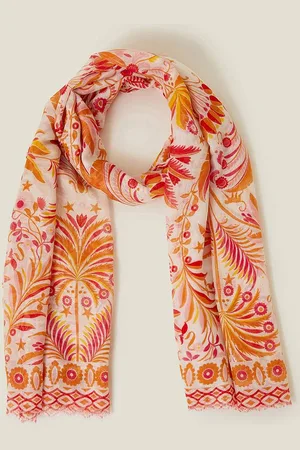 Accessorize Womens Lightweight Palm Print Scarf - - One Size