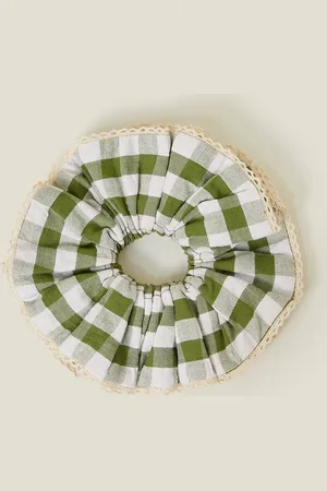 Accessorize Womens Gingham Double Scrunchie - - One Size