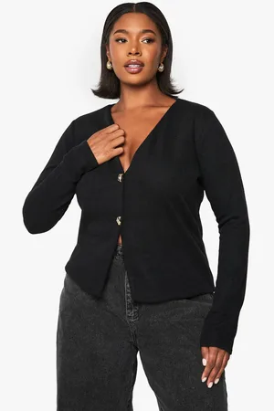 Boohoo Womens PLUS KNITTED GOLD BUTTON CARDIGAN - - 26
