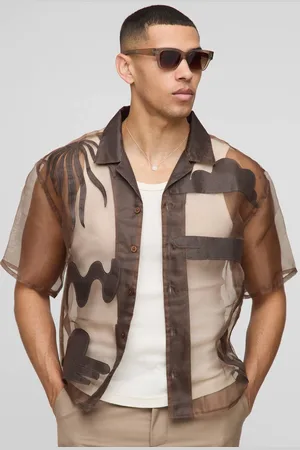 Boohoo Oversized Boxy Organza Applique Short Sleeve Shirt - - M