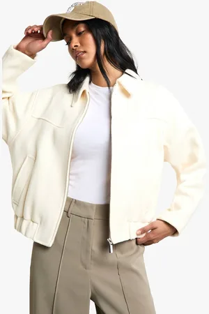 Boohoo Womens Textured Wool Look Bomber Jacket - - 8