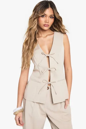 Boohoo Womens Tie Front Tailored Waistcoat - - 16