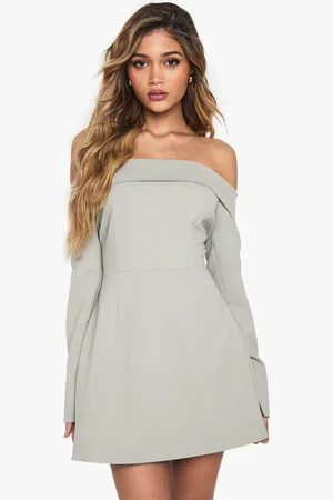Boohoo Womens Tailored Bardot Structured Skater Mini Dress - - 8