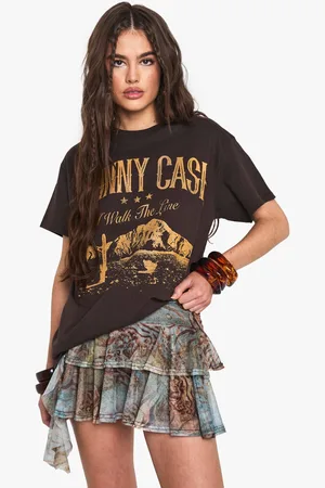 Boohoo Womens Johnny Cash License Oversized Printed T-Shirt - - M
