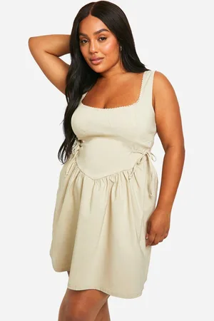 Boohoo Womens Plus Bengaline Tie Detail Skater Dress - - 16