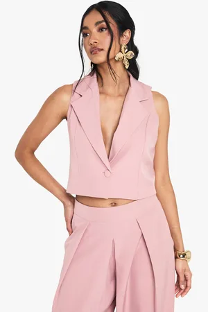 Boohoo Womens Linen Look Tailored Cropped Waistcoat - - 14