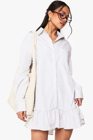Boohoo Womens Skater Drop Hem Shirt Dress - - 6