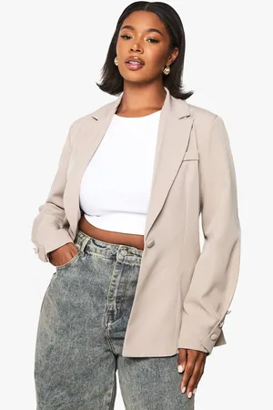 Boohoo Womens Plus Woven Tailored Self Fabric Button Detail Blazer - - 16