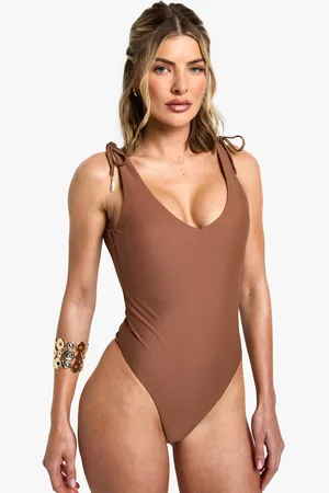 Boohoo Womens Feather Charm Backless Swimsuit - - 14