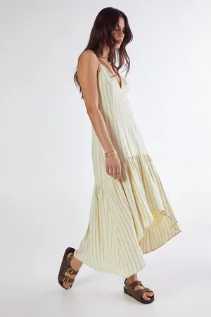 NASTY GAL Womens Textured Stripe Dipped Hem Maxi Dress - - 8