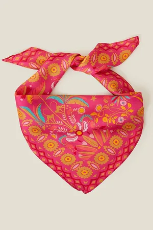 Accessorize Womens Jaipur Palm Print Satin Square Scarf - - One Size