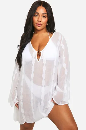 Boohoo Womens Plus Stripe Chiffon Beach Dress - - 18