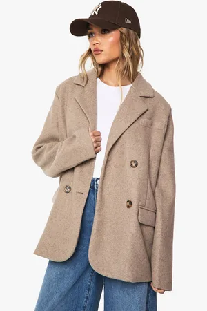 Boohoo Womens Wool Look Oversized Blazer Jacket - - 12