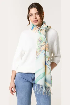 Blue Vanilla Womens Teal Butterfly Print Scarf - - One Size