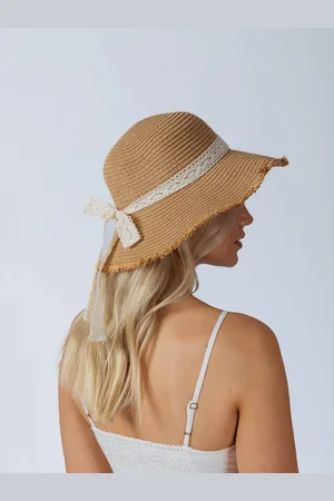 SVNX Womens Lace Ribbon Straw Sun Hat - - One Size