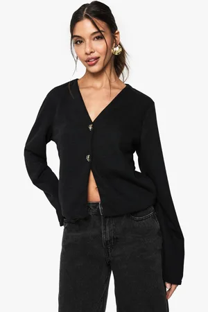 Boohoo Womens Textured Button Front Cardigan - - 6